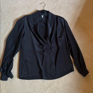 Vintage Impressions of California Black Satin Blouse for suits, office, size 10